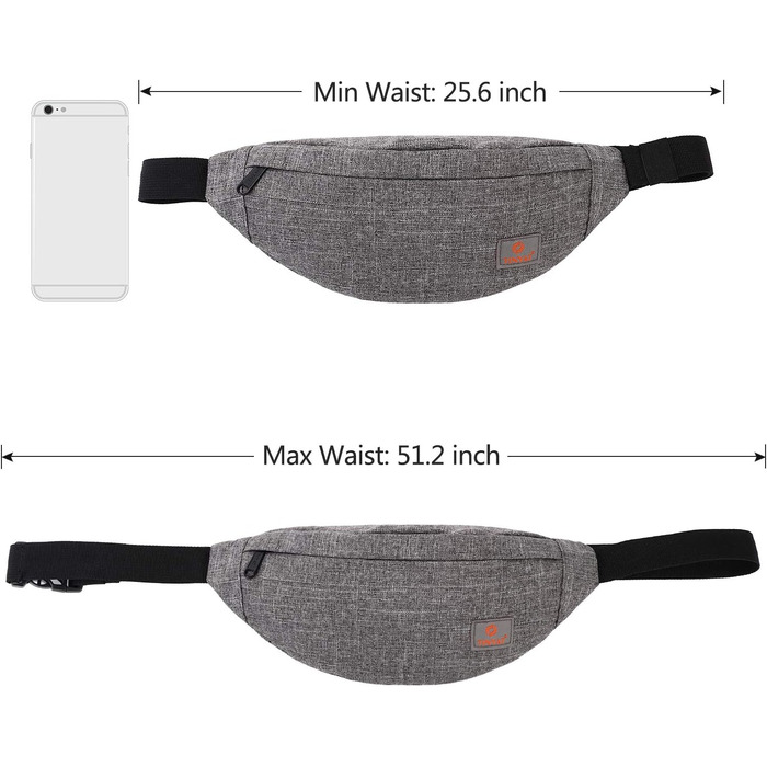 Поясна сумка TYNAT T201 сірого кольору – легка та зручна для туризму та спорту (жіноча/чоловіча)