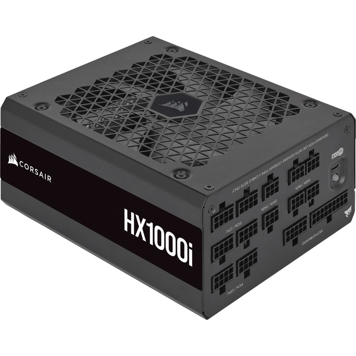 Блок живлення Corsair HX1000i 1000W ATX 3.1 PCIe 5.1, 80 Plus Platinum, повністю модульний, низький рівень шуму, iCUE, чорний