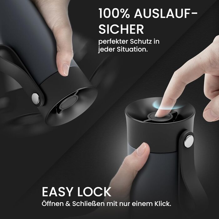 Термокружка для кави To-Go з нержавіючої сталі, 360 мл, витримує 4 години тепла та 8 годин холоду, BPA-free, з герметичним закриттям, сірий колір