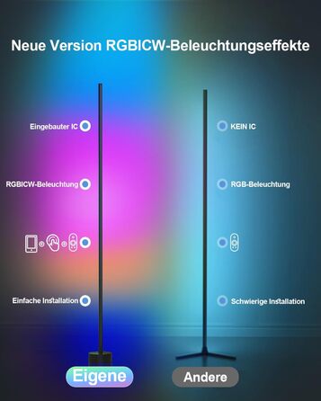 LED-підсвітка для дому: RGB-лампа для вітальні, спальні, ігрової кімнати. Димер, керування через додаток, музичний синхронізатор, 16 мільйонів кольорів, 68 режимів, чорний колір