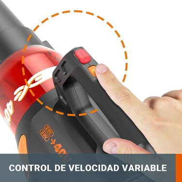 WORX WG584E.9 Cordless Leaf Blower 40V – Powerful Brushless Motor – Turbine Technology - 145km/h Air Speed - 12m³/min Air Volume – lightweight & compact – without battery & charger - PowerShare compatible