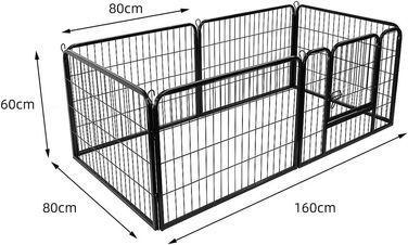 Клітка для собак, металева, розкладна, для цуценят, гризунів, кроликів, з дверцятами (310 x 2,5 x 75 см, 80 x 60 см)
