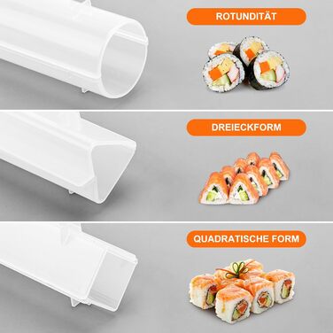 Набір для приготування суші: 3 форми, ролер, бамбукова килимок, палички. DIY для початківців та сім'ї