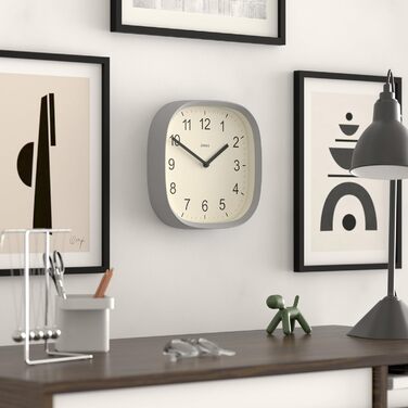 JONES CLOCKS Square Retro Wall Clock made of high-quality acrylic, 'Sprite' in Mint 25 x 25 x 5 cm (Gray)