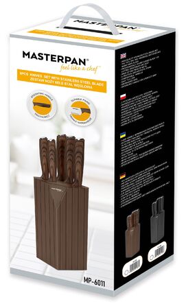 Набір кухонних ножів у підставці Masterpan PREMIUM, мармуровий дизайн, 5 предметів