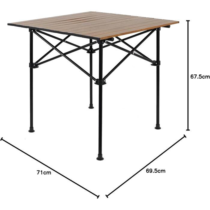Складаний садовий/туристичний столик Ondis24 з алюмінію, 71 x 69.5 x 67.5 см, коричневий. Максимальне навантаження: 50 кг
