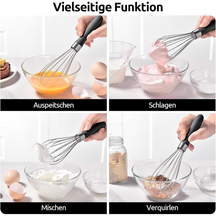 Міксер кухонний U-Taste зі сталі 18/10, 30 см, 12 гнучких дротів, силіконовий грип, для тіста та соусів