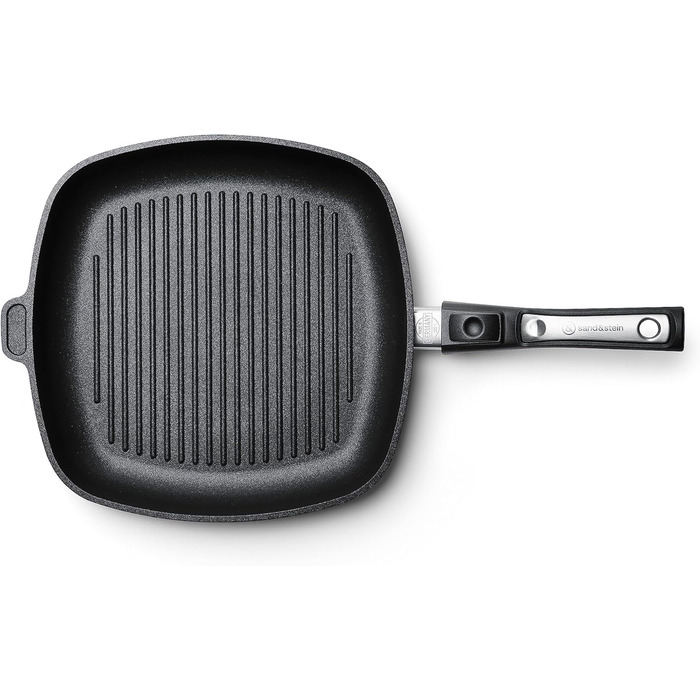 Гриль-сковорода індукційна 28x28 см, ручний огляд якості (Німеччина) | Для всіх типів плит | Знімний руків'я | Рівномірний нагрів | Легке очищення