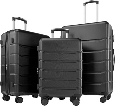 Набір валіз у жорсткому корпусі Dumos 3tlg. Hartschalenkofferset, чорний колір, з замком, телескопічна ручка
