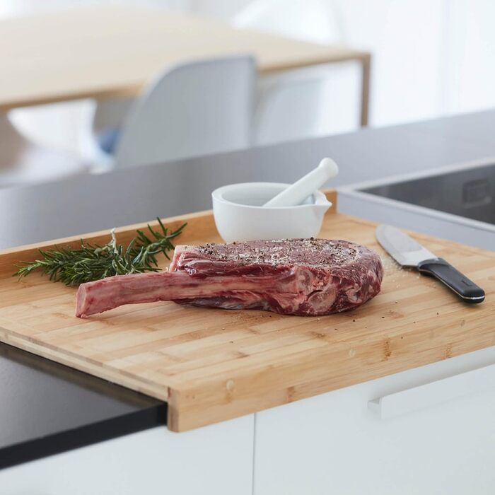 Bamboo Wood Cutting Board Work Surface, Kitchen Accessories for Cutting Bread, Meat, Fruits, and Vegetables, Brown and White, XL Large, 60x40x7 cm