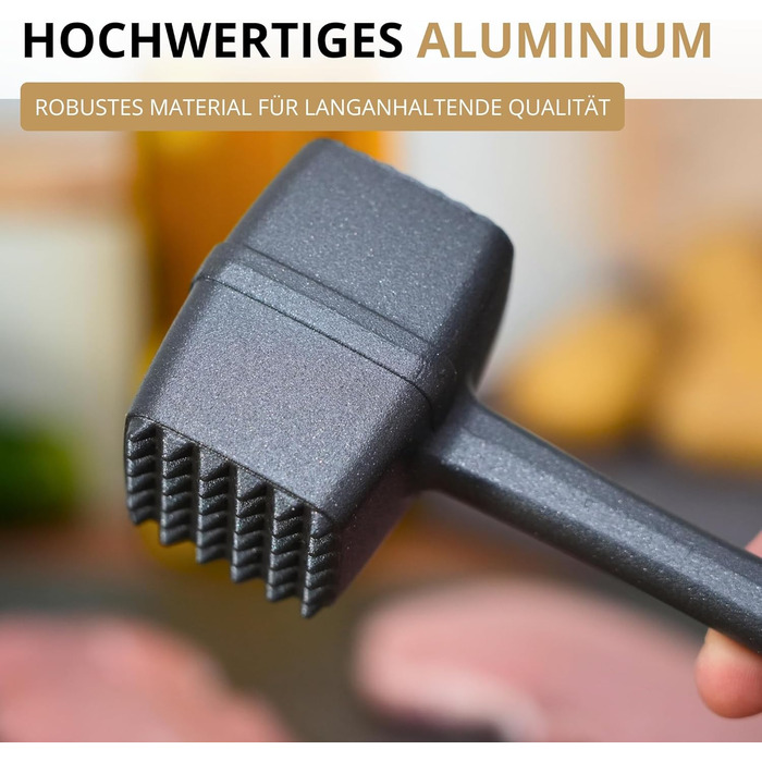 Молоток для м'яса Westmark Robusto-spezial Black Edition, алюміній, 21.5 см, сріблястий