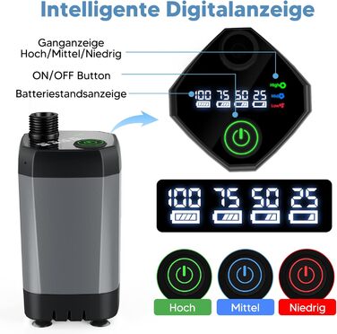 HOTOIQ Portable Electric Camping Shower with Pump - Outdoor Shower Set for Camping, Travel, Garden, Hiking, and Car Washing