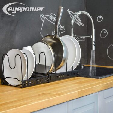 Стелаж для кришок та сковорідок EYEPOWER зі сталі, 5 полиць, 38x21x25 см, чорний