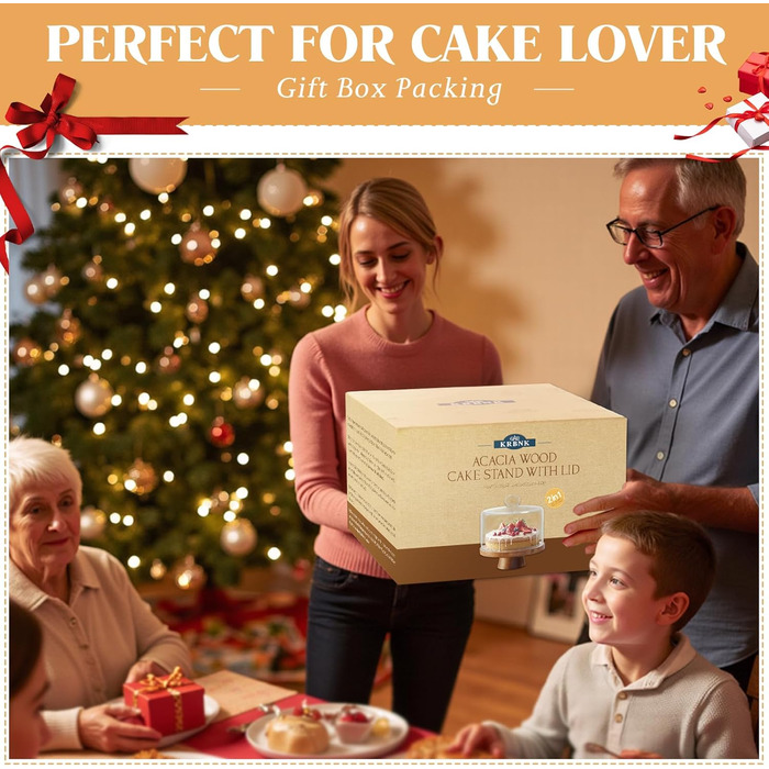 Дерев'яна тортівниця Tel Charme з кришкою, 30 см, поворотна, для випічки та декорування