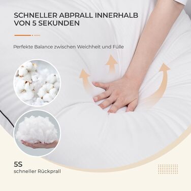 Sweetnight Pillow 80x80 2-Pack, 1300g Microfiber Pillow, Soft and Supportive Neck Pillow for All Sleeping Positions, Breathable 100% Cotton Cover, Öko-Tex Certified White 80 x 80 cm 2-Pack Striped Design 2