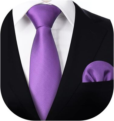 Краватка та нагрудна хустинка Enlision Solide - комплект для весілля, однотонні, фіолетовий (N2 Violett)