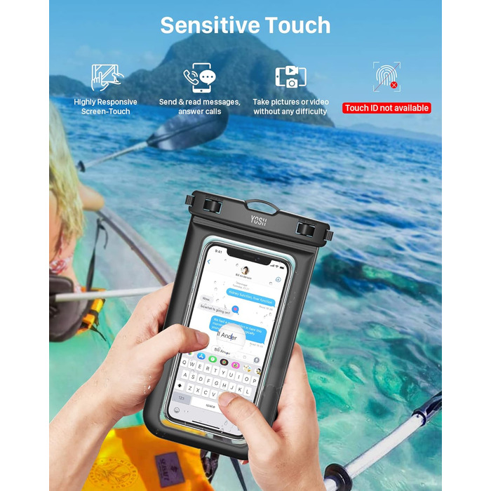 Водонепроникна поясна сумка YOSH з регульованим ремінцем, 2 шт. Сумка-drybag, водонепроникна, для активного відпочинку, водного спорту, плавання, катання на човні (прозора)