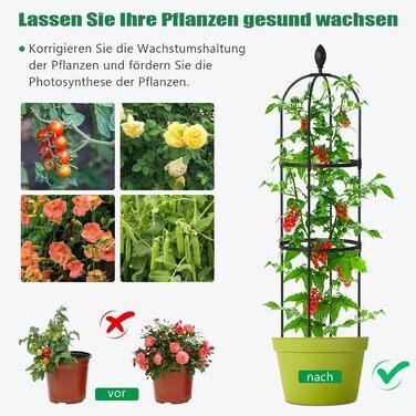 SUNYRISY Plant Support Trellis Obelisk 3-Piece Set, Climbing Plant Trellis Cages for Climbing Plants such as Flowers, Tomatoes, Roses, etc., Weather-Resistant Coated Metal Garden Decoration