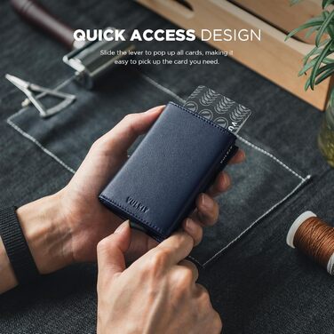 Чоловіче шкіряне картхолдер VULKIT з RFID-захистом, відділенням для грошей та візитки (блакитний)