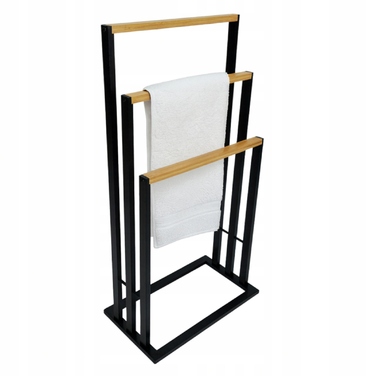 Стійка-вішак для рушників у стилі лофт, 3 рівні, чорний бамбук, органайзер для ванної кімнати