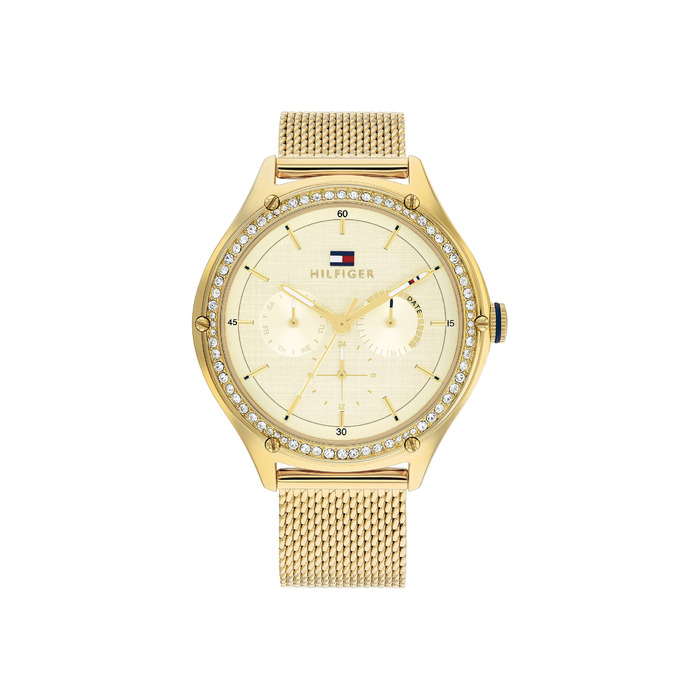 Годинник Tommy Hilfiger для жінок з багатофункціональним циферблатом та кварцовим механізмом, сталевий браслет (Золото)