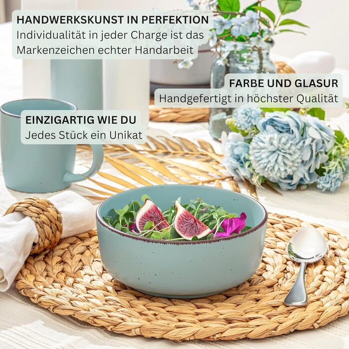 Набір керамічних мисок Sänger Bombay Sky Shades (4 шт.) | Миски для мюслі та сніданку, 700 мл, для 4 осіб, стійкі до подряпин, мікрохвильовки та миття в посудомийній машині