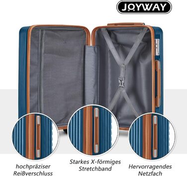 Набір валіз Joyway з ABS-пластику (4 колеса, TSA-замок) з місткою сумкою та культурою. Великий синій кофр