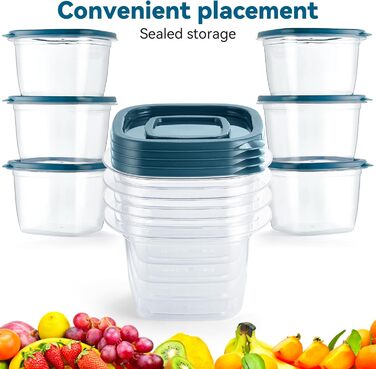 Контейнери для їжі EFISH 20 шт. з кришкою, прямокутні, пластикові, 500 мл, для школи, роботи, подорожей