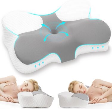 Подушка для шиї Z-hom, подушка для голови з Memory Foam, ергономічна подушка для шиї, подушка для тих, хто спить на боці, на спині та животі, ергономічна подушка для сну на боці 60 x 36 x 13/8 см