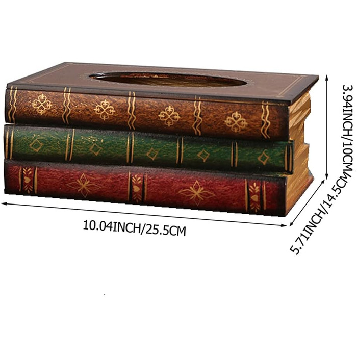 Kaxich Tissue Box, Cosmetic Tissue Box, Antique Book Tissue Holder, Tissue Box, Cosmetic Box for Home, Office, Car