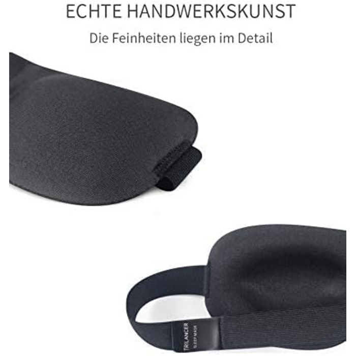 Маска для сну Trilancer 3D з Memory Foam та шумоізоляційними вкладами, для чоловіків та жінок | Абсолютна темрява