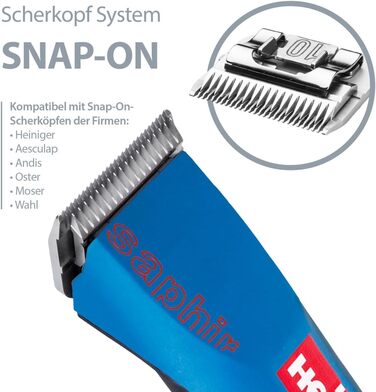 Бездротовий професійний перукарський ножик HEINIGER Saphir, блакитний