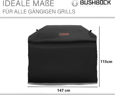 Преміум чохол для гриля BUSHBOCK, водонепроникний, для Weber Genesis 300/II, Enders, Rössle, 147x70x115 см, чорний