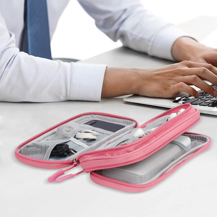 Органайзер для кабелів Simpolor: рожева сумка-чохол для зберігання кабелів, USB-накопичувачів, Power Bank та аксесуарів