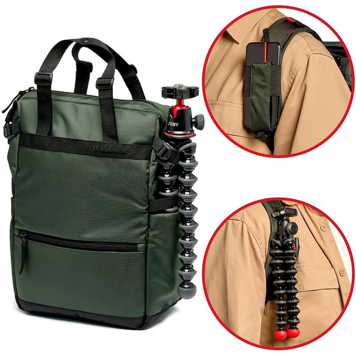 Рюкзак для фототехніки Manfrotto Street Slim: зручний, з відділенням для фотоапарата та ноутбука, зелений