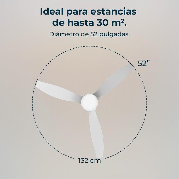 Стеляний вентилятор Cecotec Energysilence Aero 5600 Classic White з LED-підсвічуванням, 40W, діаметр 132 см, 6 швидкостей, пульт, літній/зимовий режим