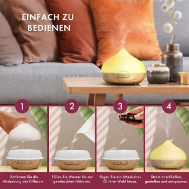 Аромадифузор ультразвуковий The Body Source 300 мл з LED-підсвіткою та таймером - зволожувач повітря для дому, офісу, спа. Підтримка ефірних олій.