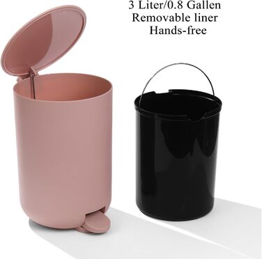 Набір для ванної кімнати AJEUNGAIN (5 предметів) сірий, сучасний органайзер, комплект сміттєвий контейнер, тримач для щітки, дозатор мила та стакан для зубної пасти, піднос (Рожевий)