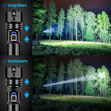 Ліхтарик Glarylight LED акумуляторний 500000 люмен, надяскравий XHP70.2, 5 режимів, зум, водонепроникний IPX7, для кемпінгу, туризму, надзвичайних ситуацій, 2 шт.