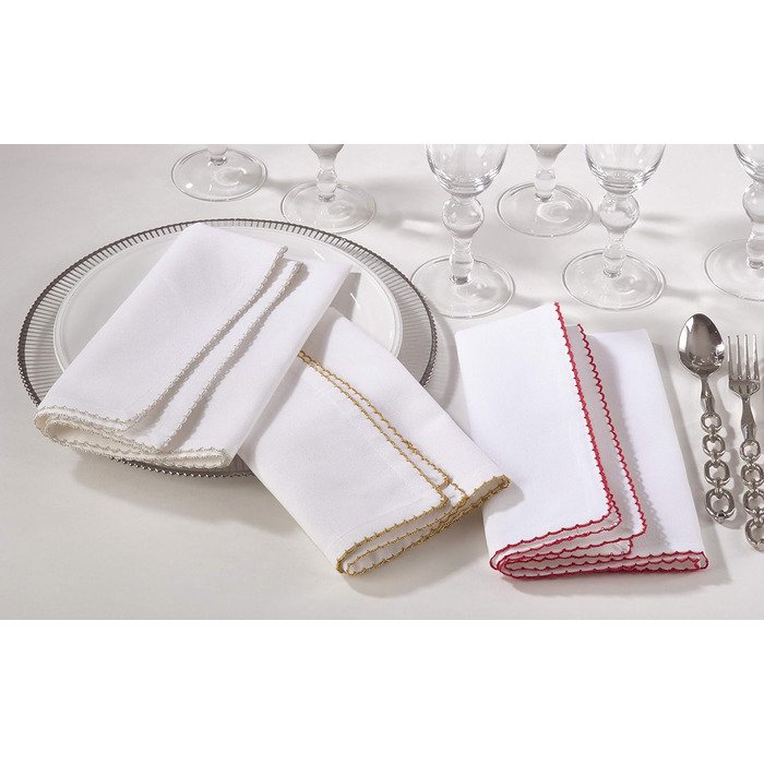 SARO LIFESTYLE 1442 Recotting Collection Whip Stitched Design Dinner Napkins, Gold - Set of 4 Pcs, 20