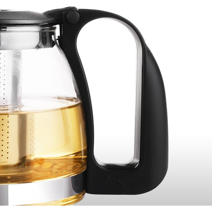 Чайник Lovegrace зі скла та нержавіючої сталі з ситом 1250 мл - термостійкий, придатний для миття в посудомийній машині, з фільтром з нержавіючої сталі, чайник зі скляним ситом, прозорий