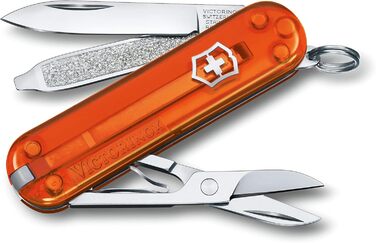 Швейцарський ніж Victorinox Classic SD, мультитул, 7 функцій, апельсиновий, прозорий