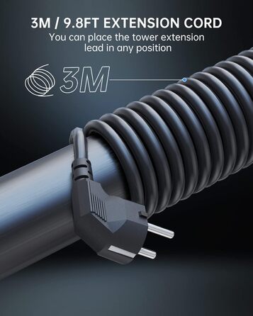 Многорозеткова мережа Sameriver з 4 USB, 8 розеток, захистом від перенапруги, вимикачем та кабелем 3M, чорного кольору