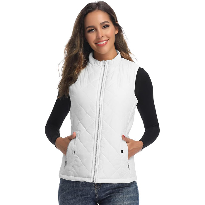 Жіноча легка пухова жилетка Teppwete з кишенями. Тепла зимова куртка, жилетка для осені/весни. Тепла жіноча куртка-жилетка Teppwete (S, H14# Білий)