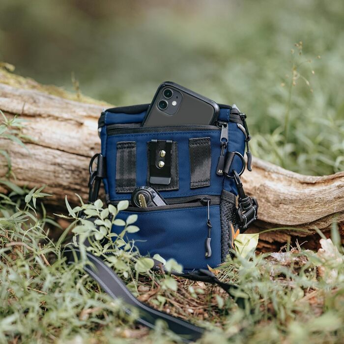 Сумка для ласощів для собак Rudelkönig - практична сумка для прогулянок та дресирування собак, з дозатором пакетів для вигулу (Basic, Blue)