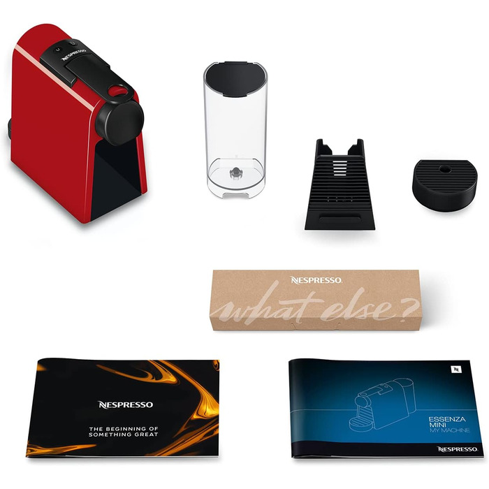 Кавова машина капсульна Nespresso De'Longhi Essenza Mini EN 85.R, 19 бар, 0,6 л, набір з 7 капсул, червона, без спінювача молока