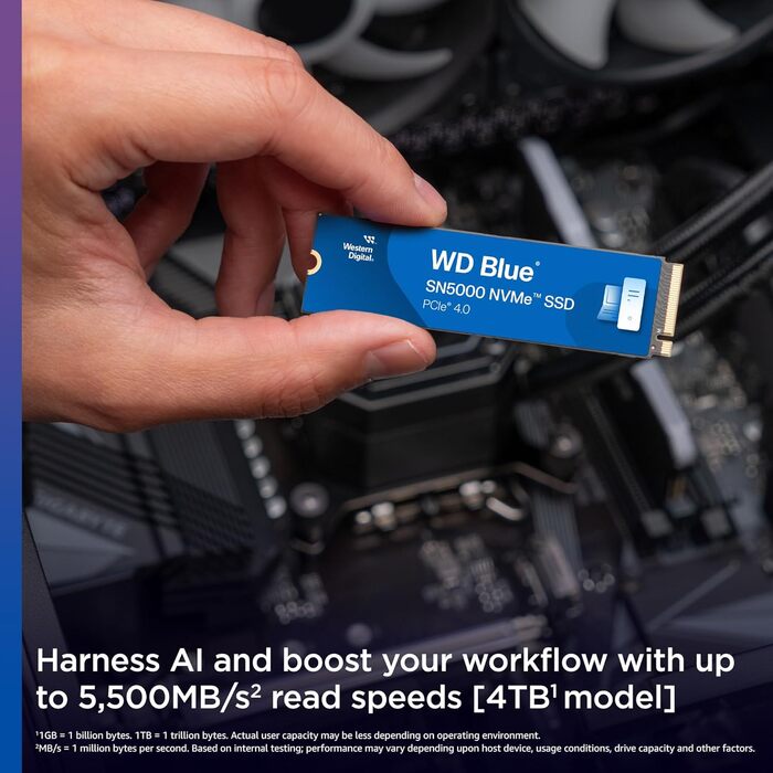 SSD накопичувач Western Digital WD Blue SN5000 1 TB NVMe PCIe Gen4 - внутрішній, до 5150 МБ/с, 600 TBW