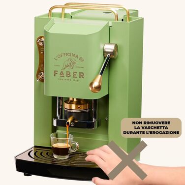 Faber Coffee Machines | Pro Deluxe Model | ESE 44 mm Coffee Pod Machine | Brass-Coated Finish | Adjustable Brass Pad Press | Standard Electrical Valve (Acid Green)