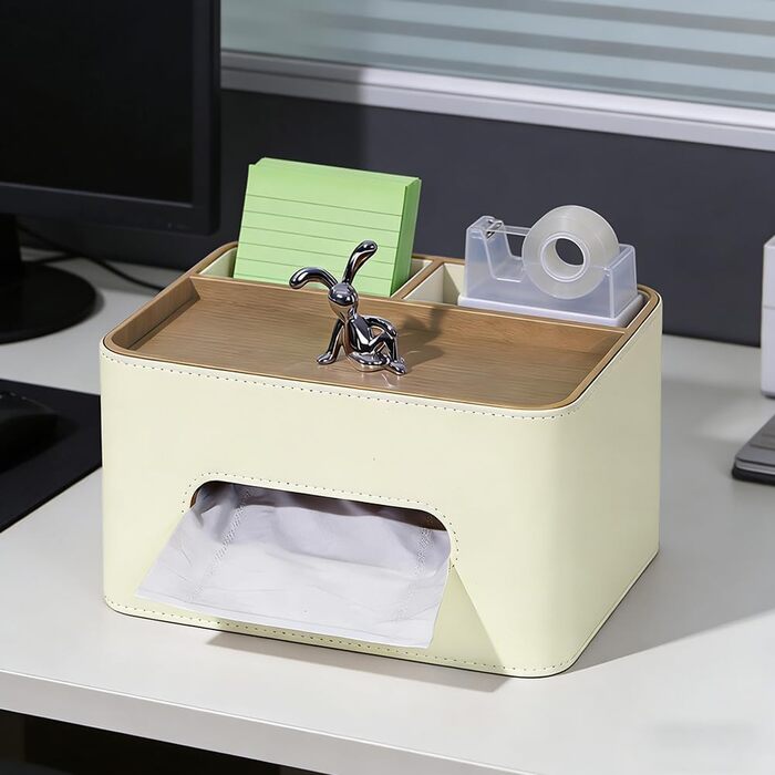 Склянка для серветок з PU-шкіри з 2 відділеннями, органайзер для косметики, настільний органайзер для офісу, дому, ванної кімнати