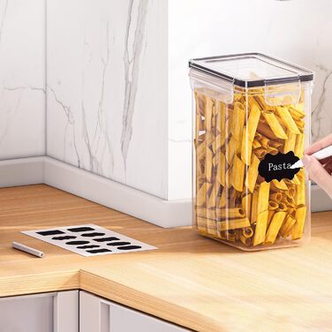 Набір контейнерів для зберігання продуктів 24 шт. – герметичні бокси з кришкою, органайзер для кухні, для борошна, цукру, мюслі та ін., з етикетками та маркером, для кухні та холодильника, 33,6 л